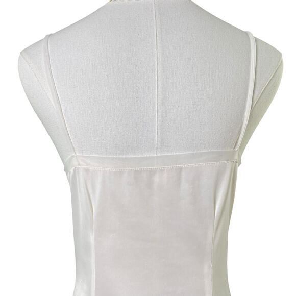 Vintage 60s Perlon Creamy White Nylon Lacy Retro Pinup Full Slip Dress Size S/M - Picture 11 of 15